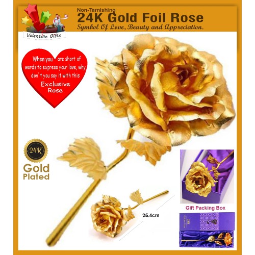 24K gold plated Red rose and Beautiful Love Photo Frame Love Stand With  unique gift box 