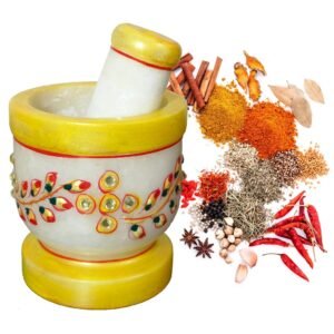 Marble Imam Dasta/Mortar and Pestle Set, Ohkli Musal Set for Kitchen Tool Set