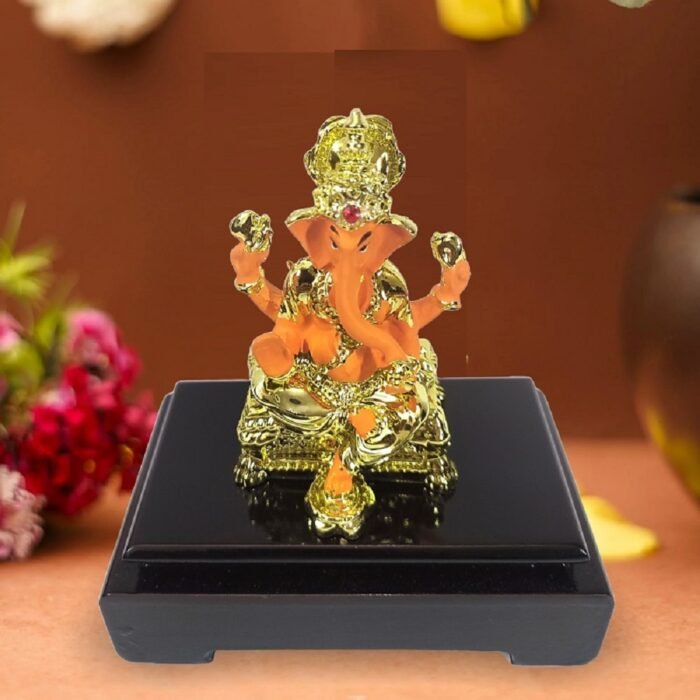 Gold Plated Ganesha With Base 1