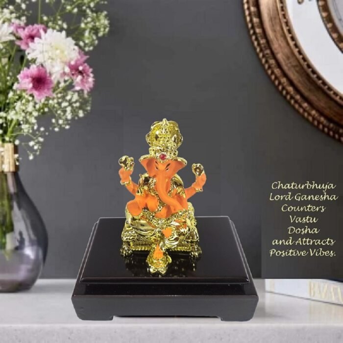 Gold Plated Ganesha With Base 3