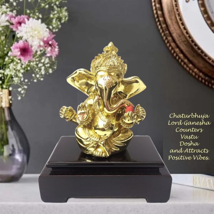 Golden Ganesha With Base 3