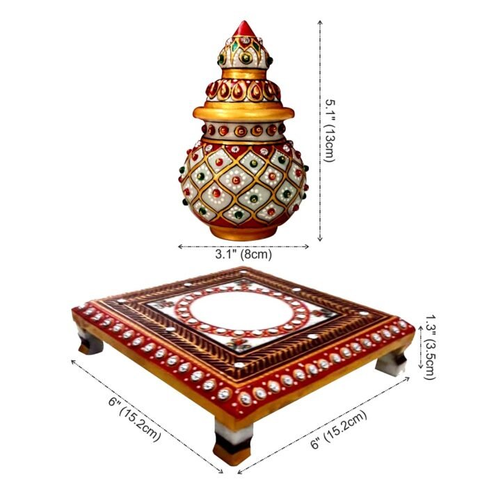 Marble Amrit Kalash With Chowki 2