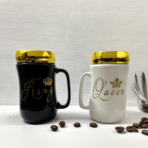 Ceramic Coffee Mug for Couples Set of 2, Christmas Gift for Women & Men, Valentines Day Special, Annivarsary Gift, Festive Coffee Mug for Gifting (450ml)