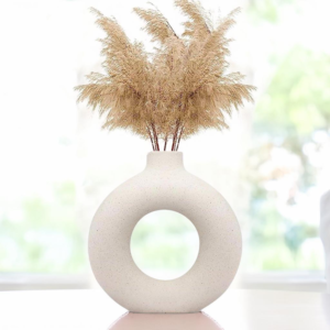 5 Inch Ceramic Donut Vase for Living Room, Office Décor, Table & Shelf Decorative Item