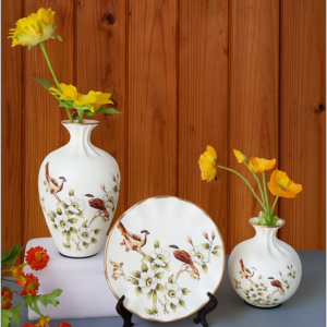 Ceramic Vase with Decor Plate for Living Room, Home Decor