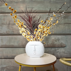 Modern Decorative Blowing Face Ceramic Vase for Home Décor, Ceramic Flower Pot, Centrepieces for Office & Living Room Ceramic Flower Vase