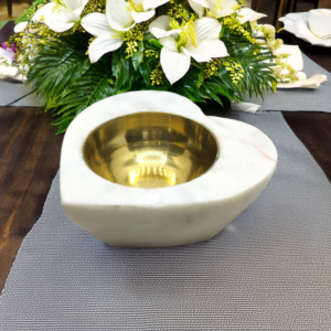 Marble Brass Diya/T-light Holder Heart Shape