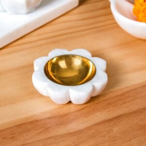 Marble and Brass Diya for Diwali Pooja, Tea Light Candle Holder Decorative Diya, Stylish Diya for Home