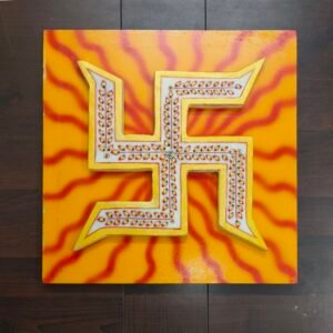 Swastik for Door Entrance Religious Symbol for Home and Office Door Hanging (Wooden & Marble) (6 Inches)