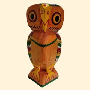 Handcrafted Wooden Owl Figurine – Traditional Indian Folk Art Single