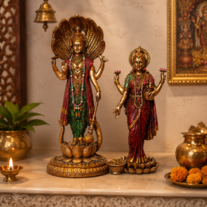 Laxmi Vishnu/Narayan Idol/Murti for Home Décor & Temple Marble Powder Statue